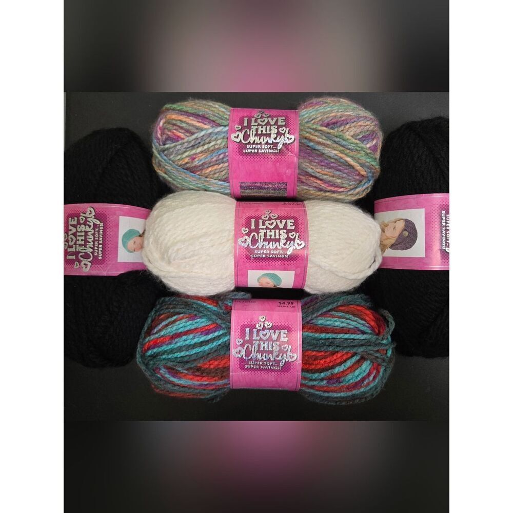 I Love This Chunky Yarn Bundle - Multicolor, Cream, Black